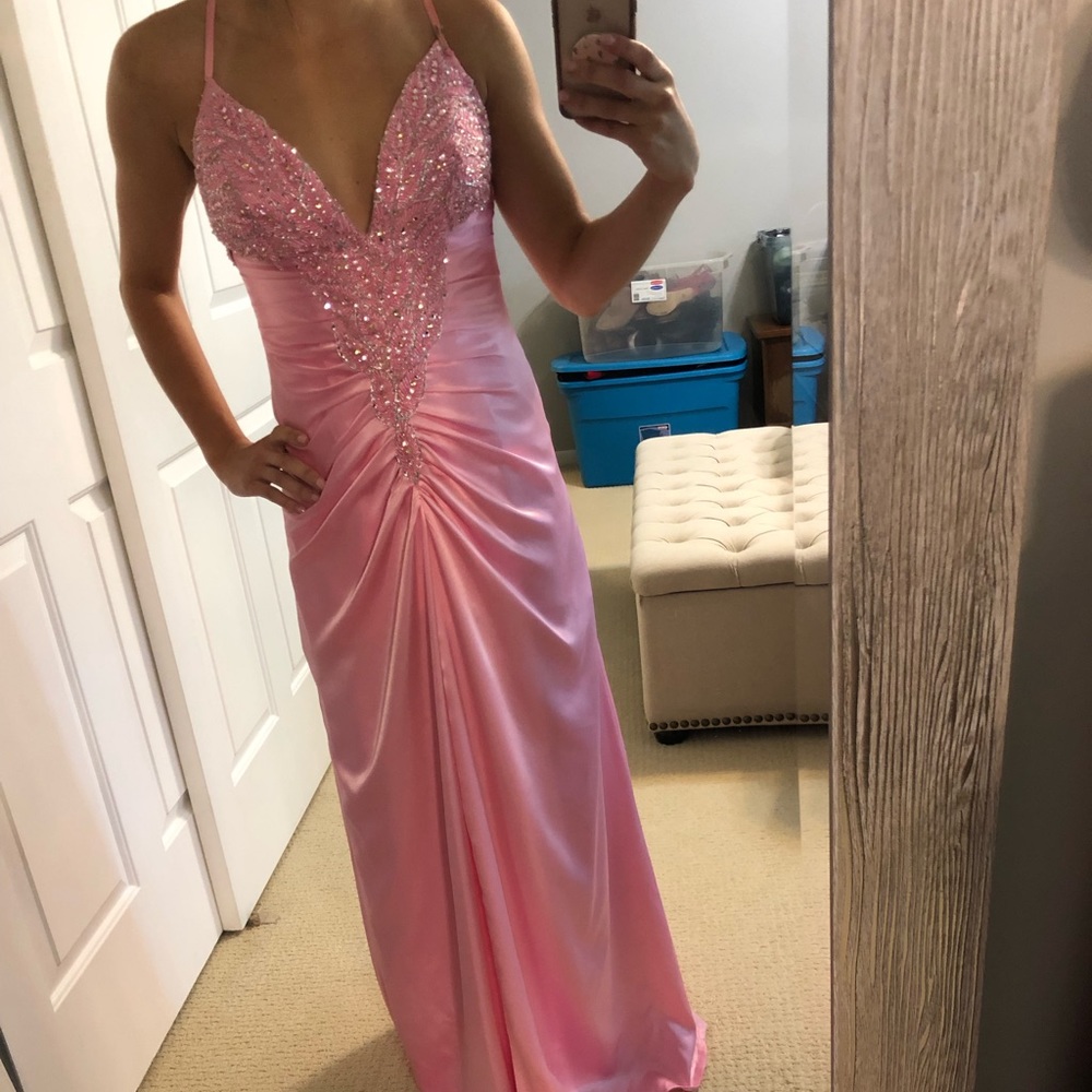 Prom dress- Nika light pink beaded gown